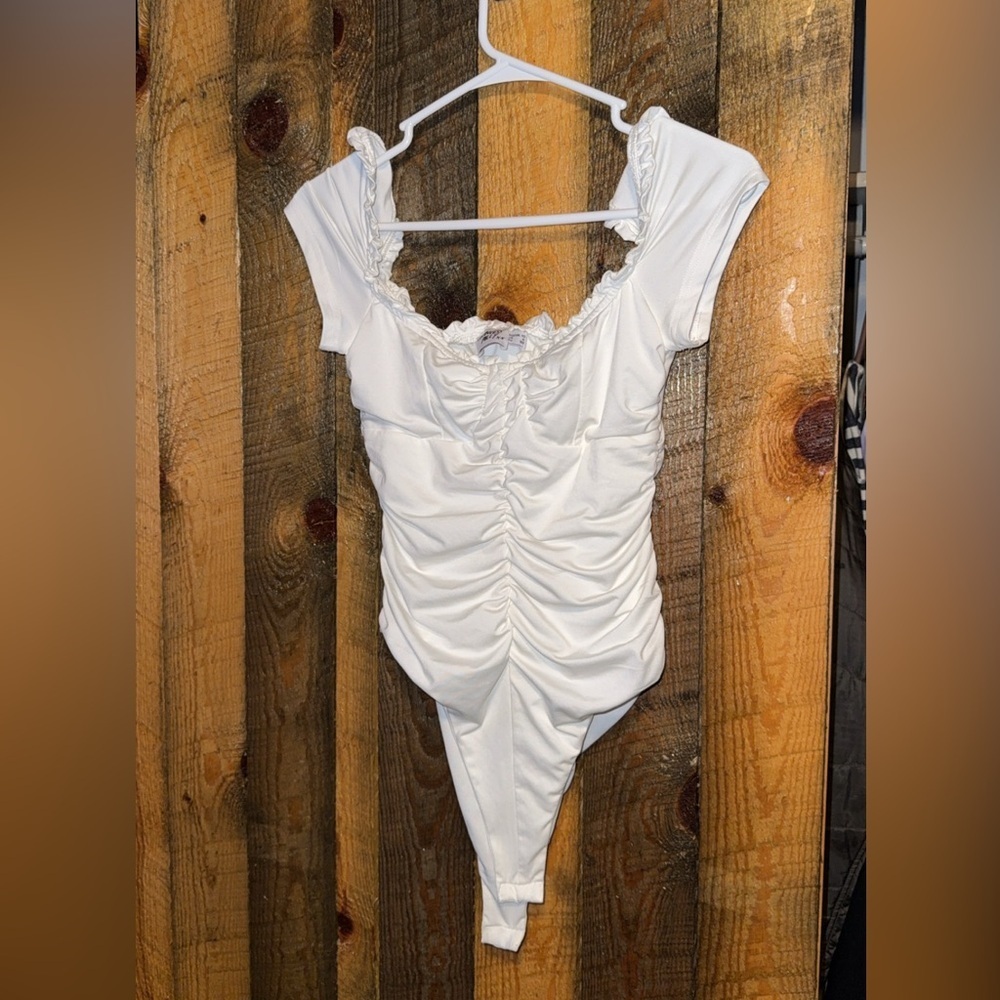 White Ruched bodysuit